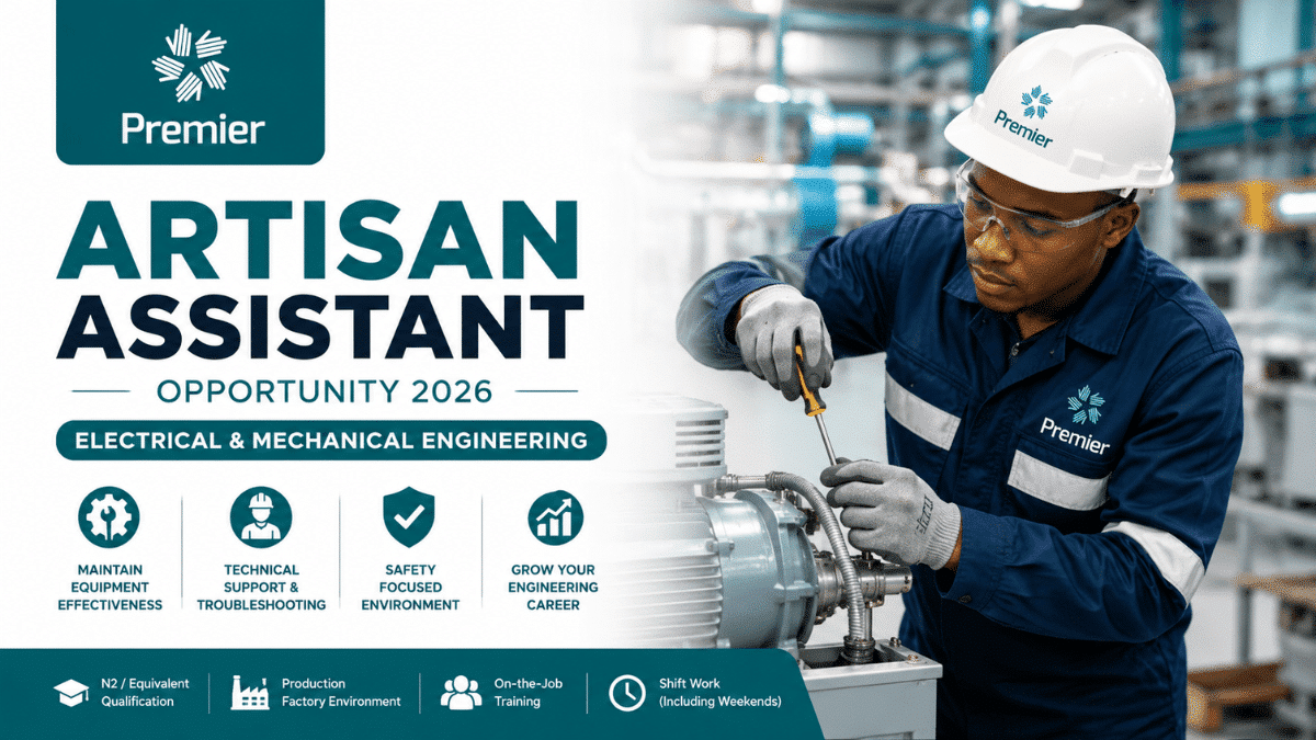 Premier Artisan Assistant Opportunity 2026 (Electrical & Mechanical Engineering)