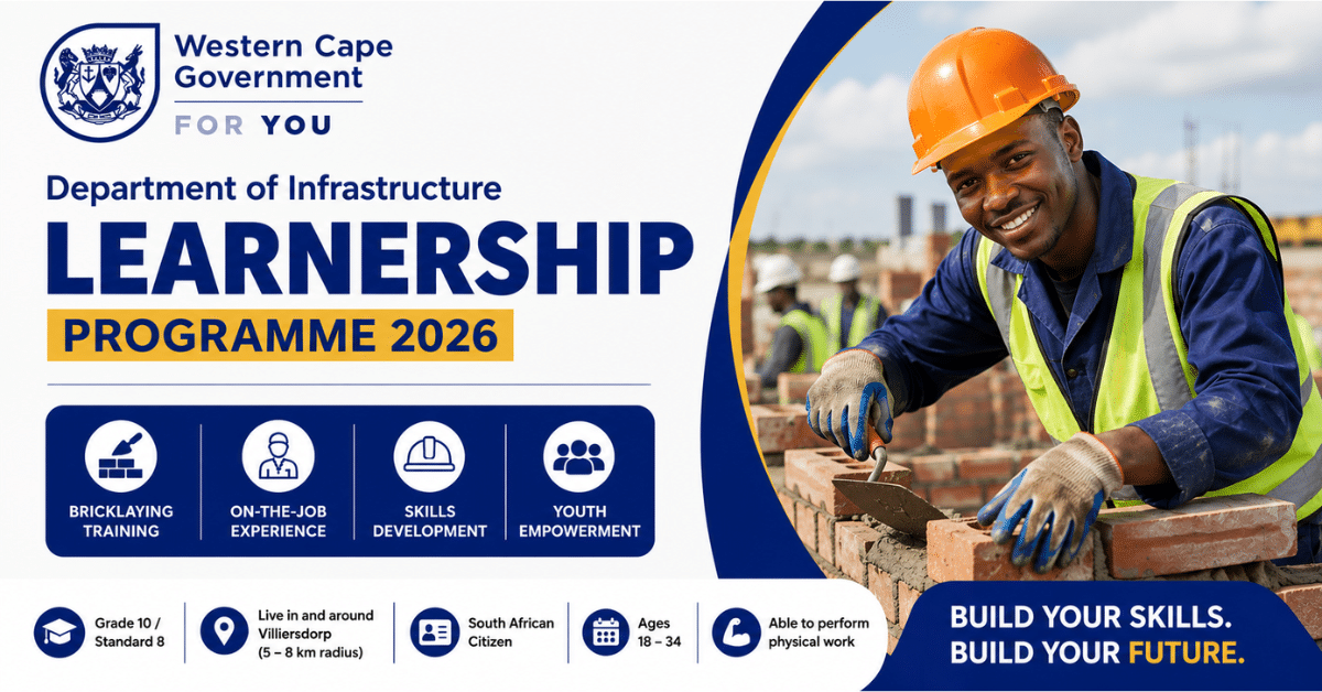 Department of Infrastructure Western Cape Learnership Programme 2026