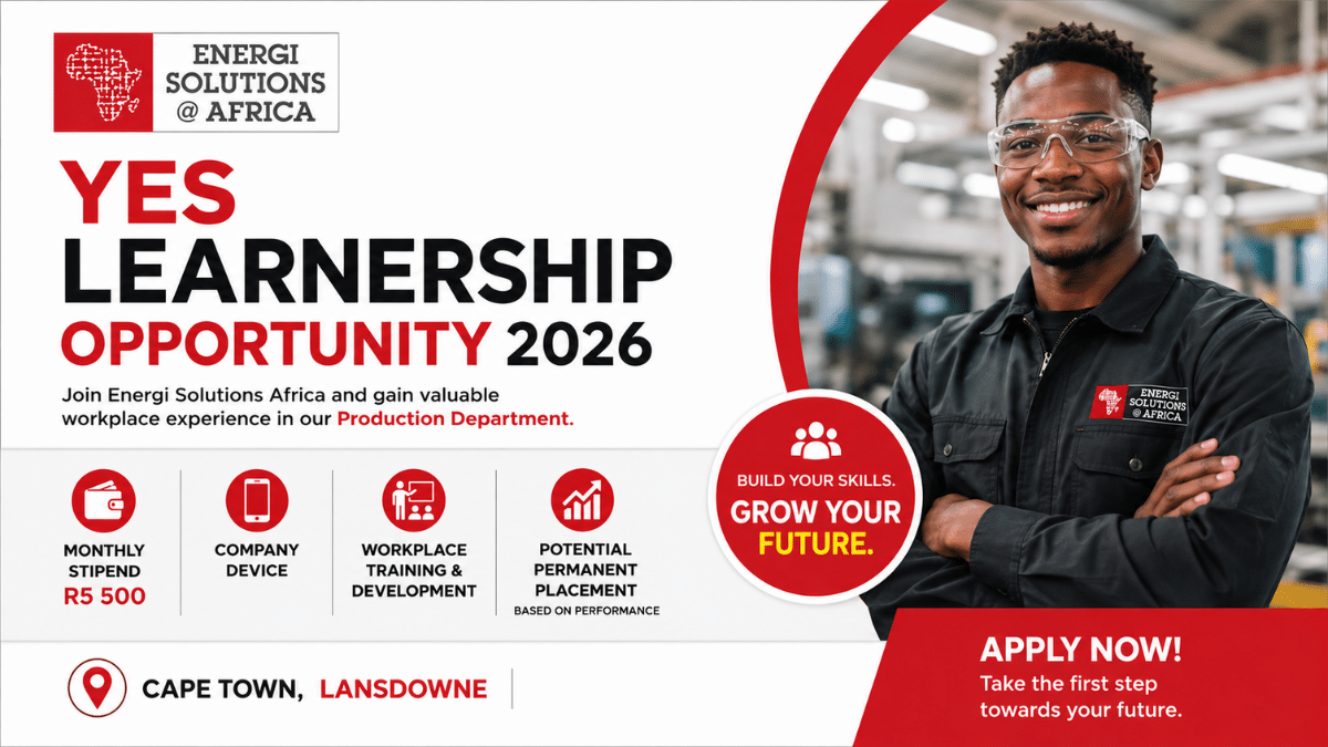 Energi Solutions YES Learnership Opportunity 2026 | Stipend R5 500 Per Month