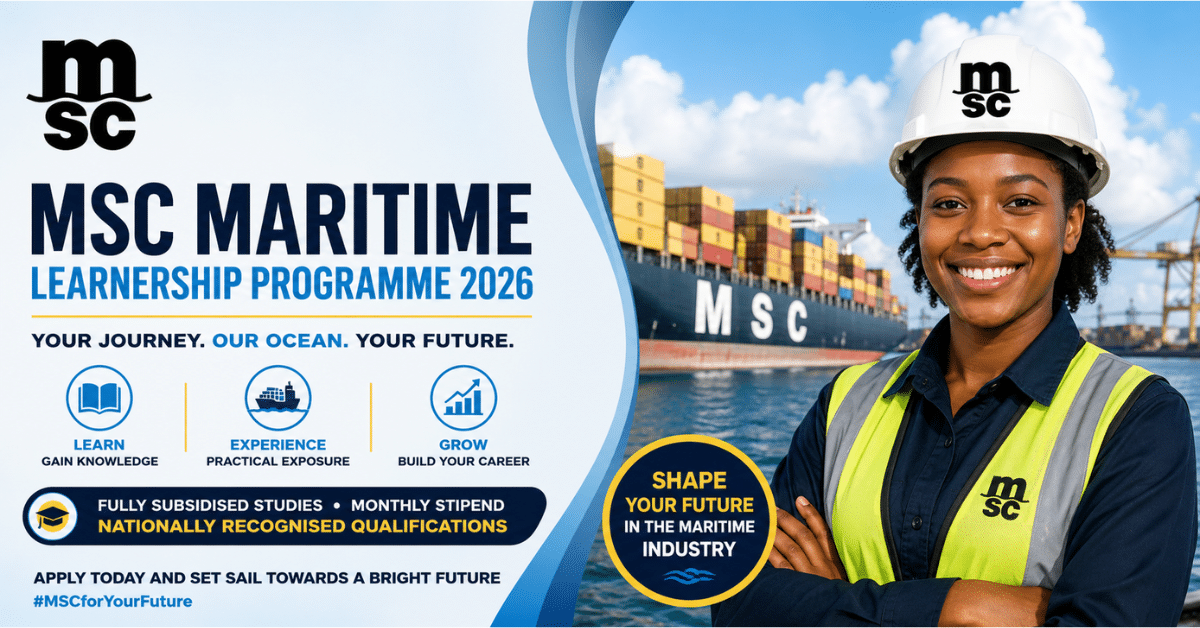 MSC Maritime Learnership Programme 2026 for Unemployed Youth