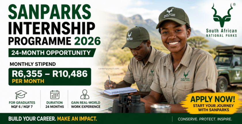 SANParks Internship Programme 2026 (R6,355 – R10,486/Month)