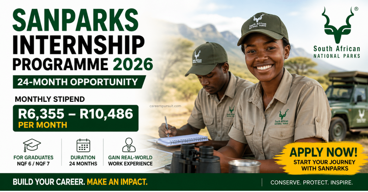 SANParks Internship Programme 2026 (R6,355 – R10,486/Month)
