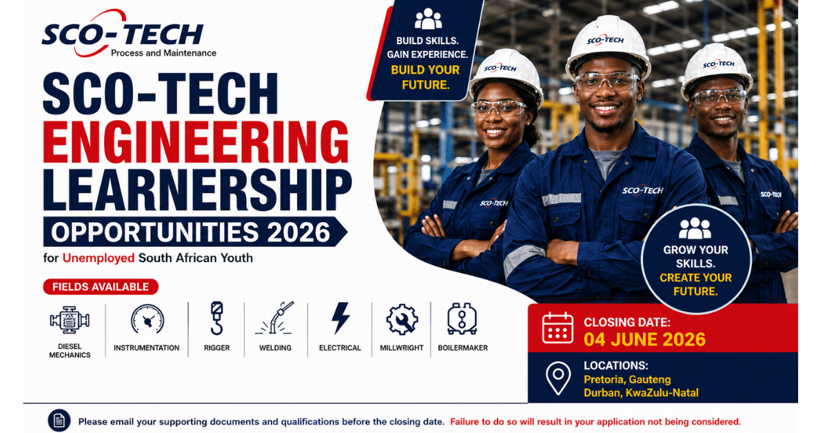 SCO-TECH Engineering Learnership Opportunities 2026 for Unemployed South African Youth
