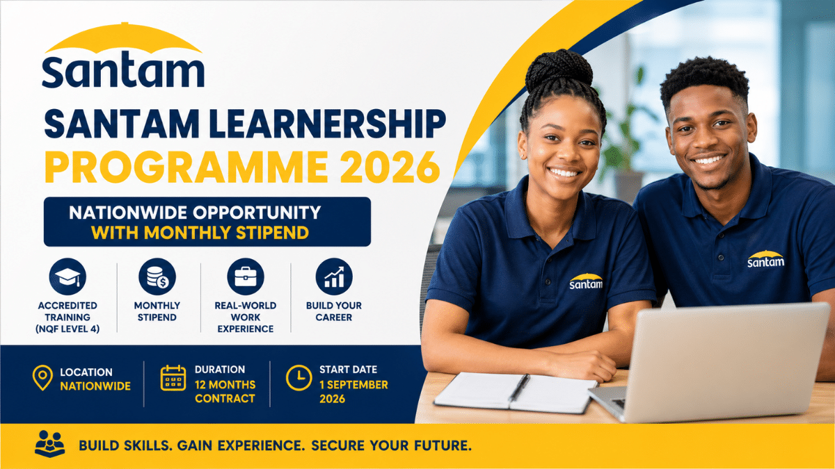 Santam Learnership Programme 2026 (Nationwide Opportunity With Monthly Stipend)