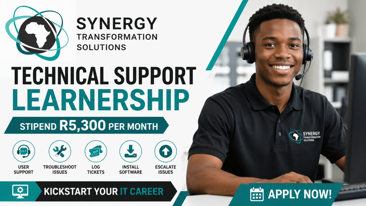 Synergy Technical Support Learnership (Stipend R5,300 Per Month)