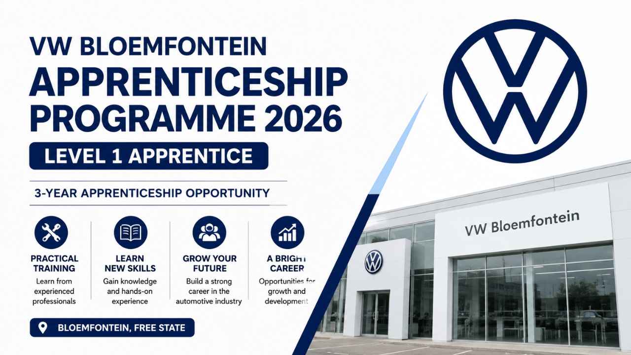 VW Bloemfontein Apprenticeship Programme 2026 (Level 1 Apprentice)
